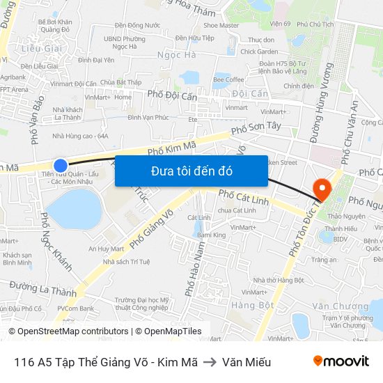 116 A5 Tập Thể Giảng Võ - Kim Mã to Văn Miếu map