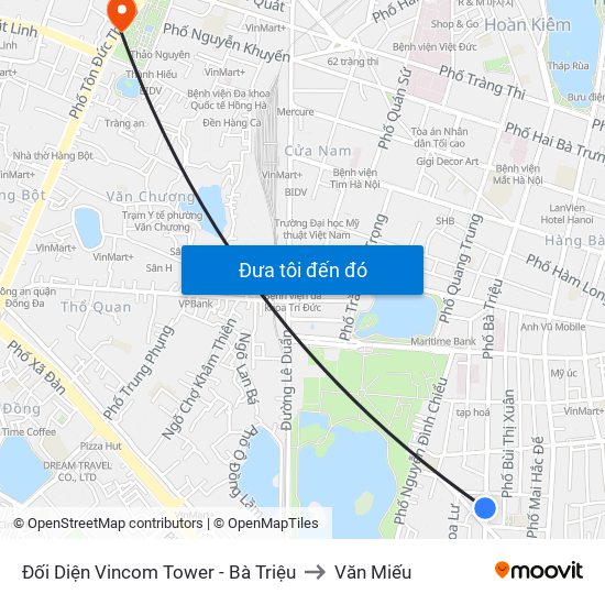 Đối Diện Vincom Tower - Bà Triệu to Văn Miếu map