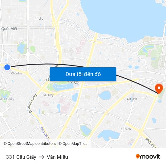 331 Cầu Giấy to Văn Miếu map