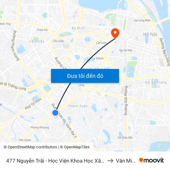 477 Nguyễn Trãi - Học Viện Khoa Học Xã Hội to Văn Miếu map