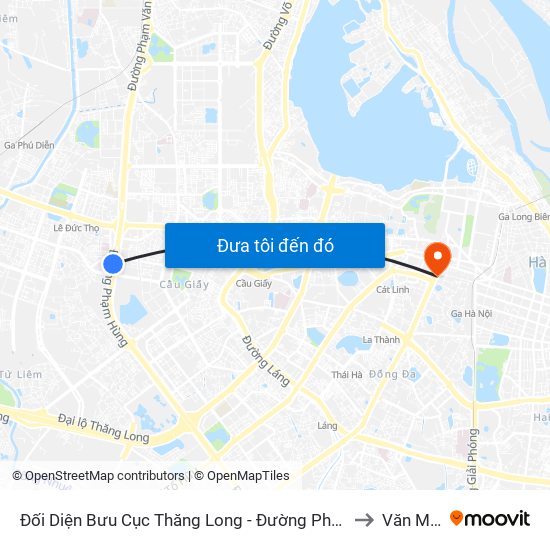 Đối Diện Bưu Cục Thăng Long - Đường Phạm Hùng to Văn Miếu map