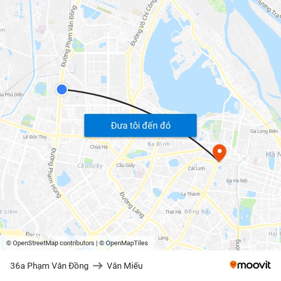 36a Phạm Văn Đồng to Văn Miếu map