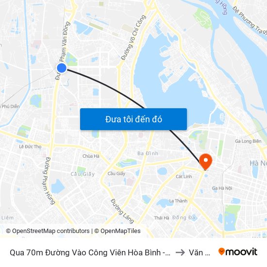 Qua 70m Đường Vào Công Viên Hòa Bình - Phạm Văn Đồng to Văn Miếu map