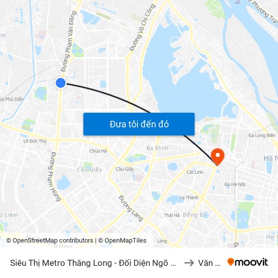 Siêu Thị Metro Thăng Long - Đối Diện Ngõ 599 Phạm Văn Đồng to Văn Miếu map