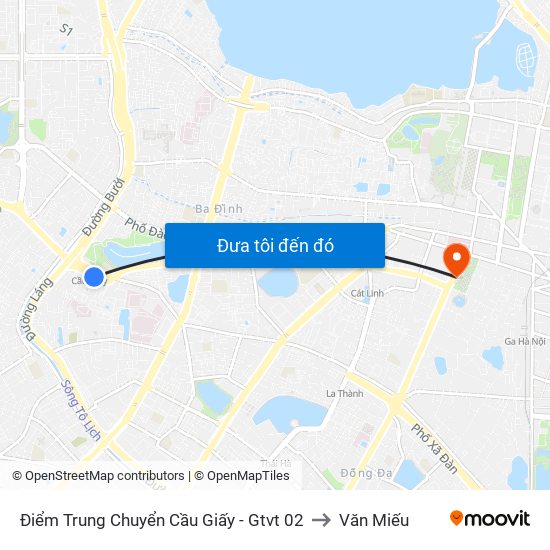 Điểm Trung Chuyển Cầu Giấy - Gtvt 02 to Văn Miếu map