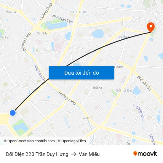 Đối Diện 220 Trần Duy Hưng to Văn Miếu map