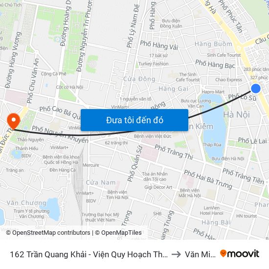 162 Trần Quang Khải - Viện Quy Hoạch Thủy Lợi to Văn Miếu map