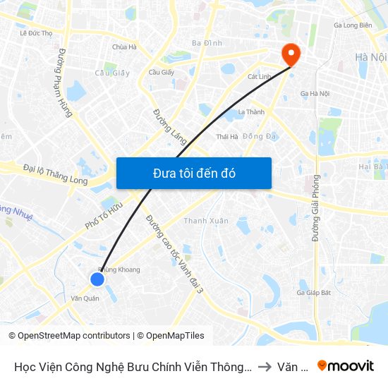 Học Viện Công Nghệ Bưu Chính Viễn Thông - Trần Phú (Hà Đông) to Văn Miếu map