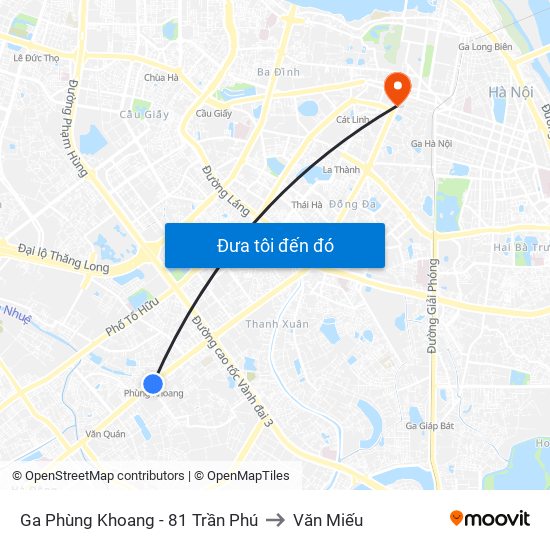 Ga Phùng Khoang - 81 Trần Phú to Văn Miếu map