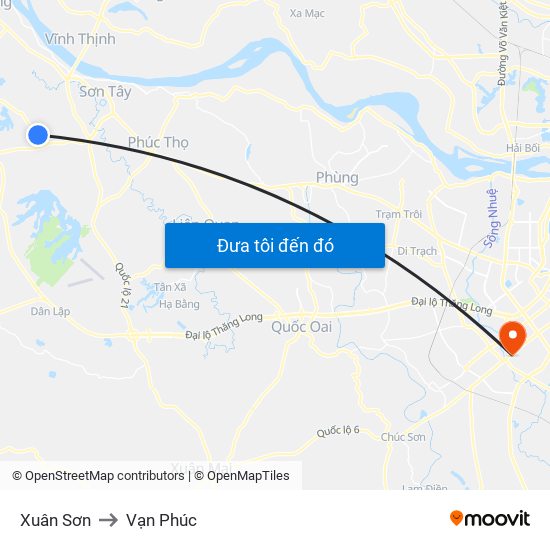 Xuân Sơn to Vạn Phúc map