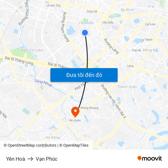 Yên Hoà to Vạn Phúc map