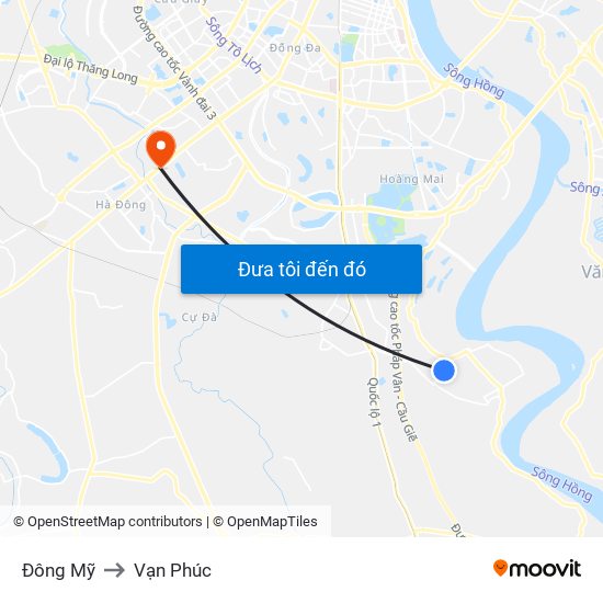 Đông Mỹ to Vạn Phúc map