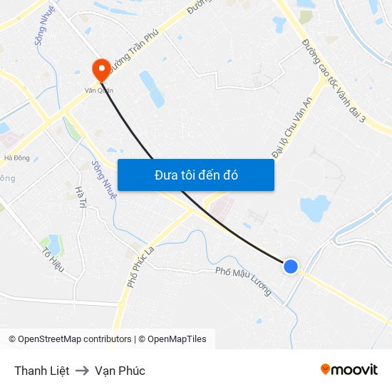 Thanh Liệt to Vạn Phúc map
