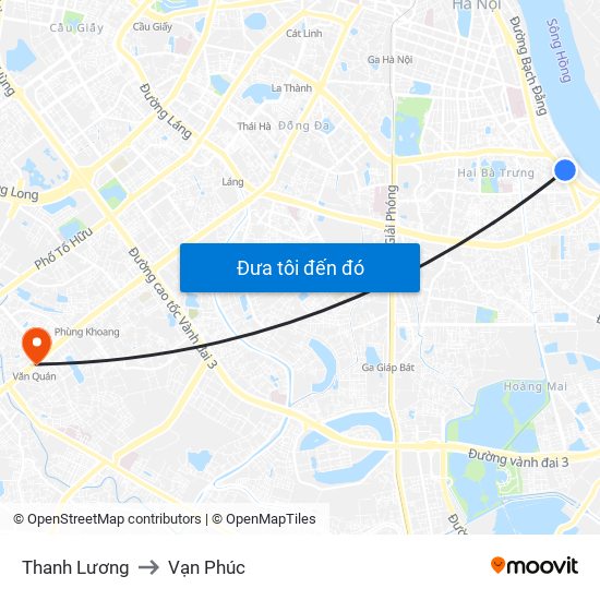 Thanh Lương to Vạn Phúc map