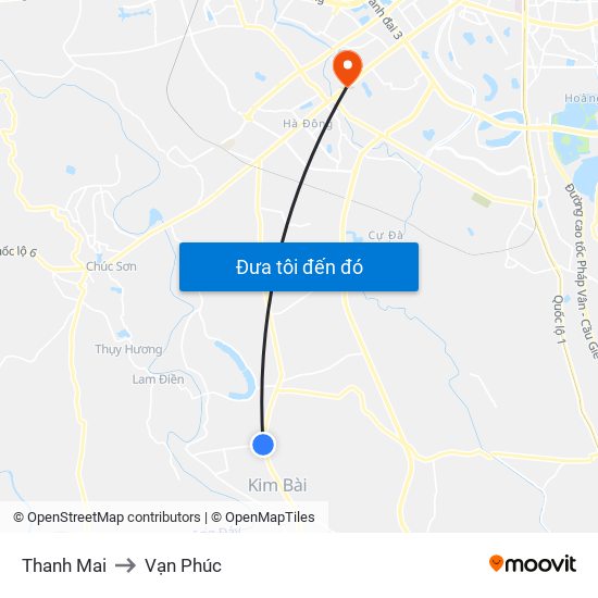 Thanh Mai to Vạn Phúc map