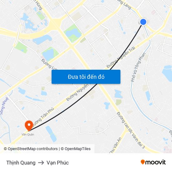 Thịnh Quang to Vạn Phúc map