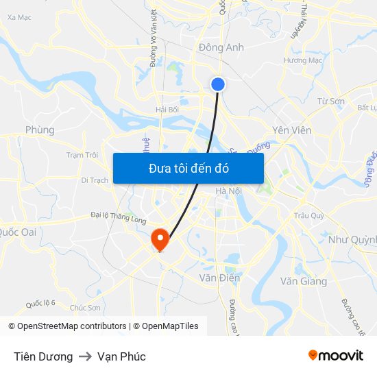 Tiên Dương to Vạn Phúc map