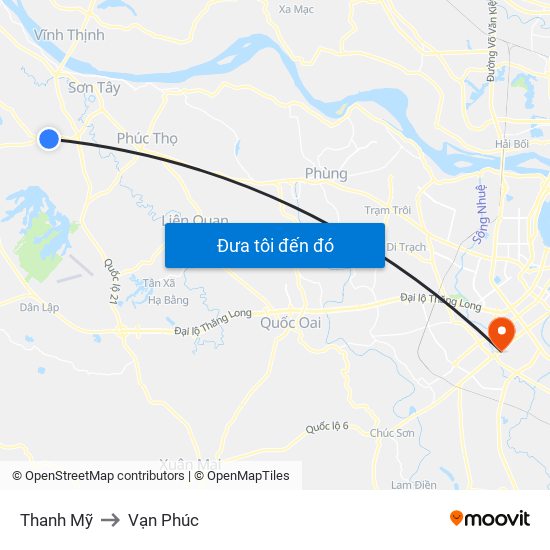 Thanh Mỹ to Vạn Phúc map