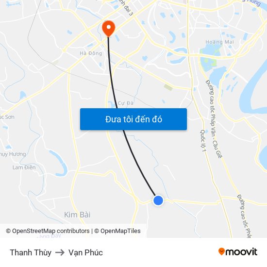 Thanh Thùy to Vạn Phúc map