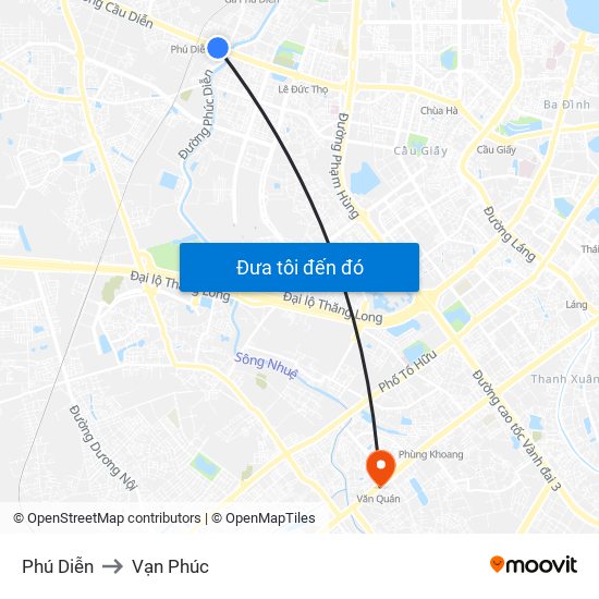 Phú Diễn to Vạn Phúc map