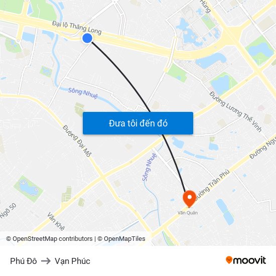 Phú Đô to Vạn Phúc map
