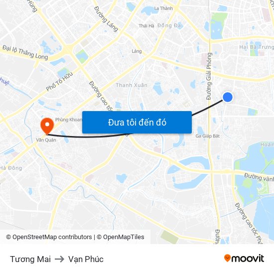 Tương Mai to Vạn Phúc map