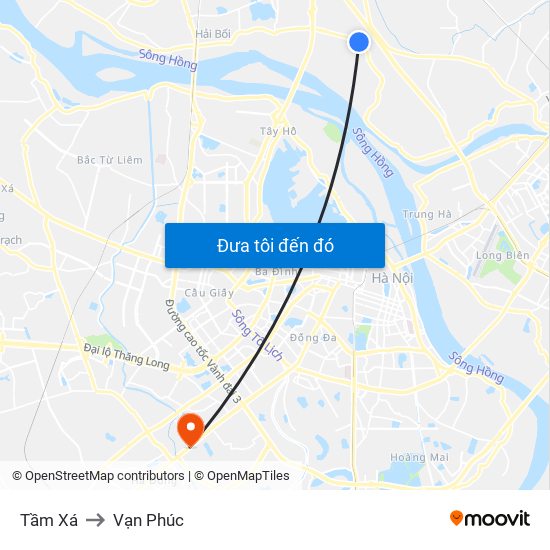 Tầm Xá to Vạn Phúc map