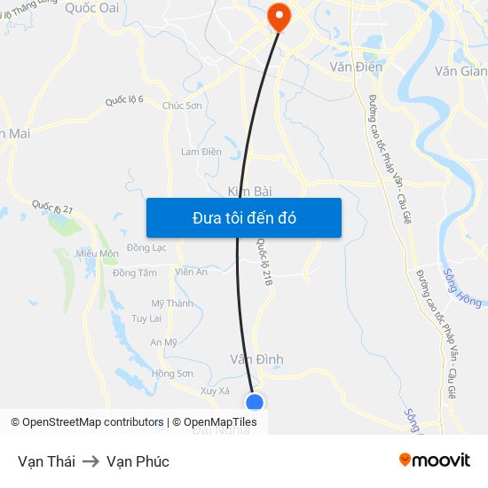 Vạn Thái to Vạn Phúc map