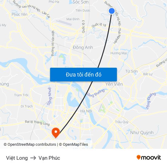 Việt Long to Vạn Phúc map