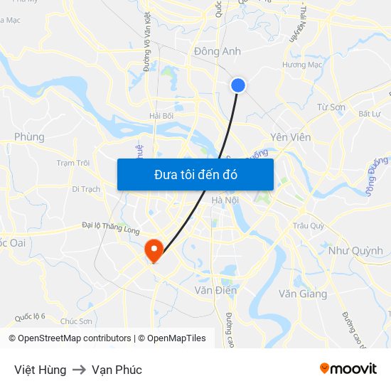 Việt Hùng to Vạn Phúc map