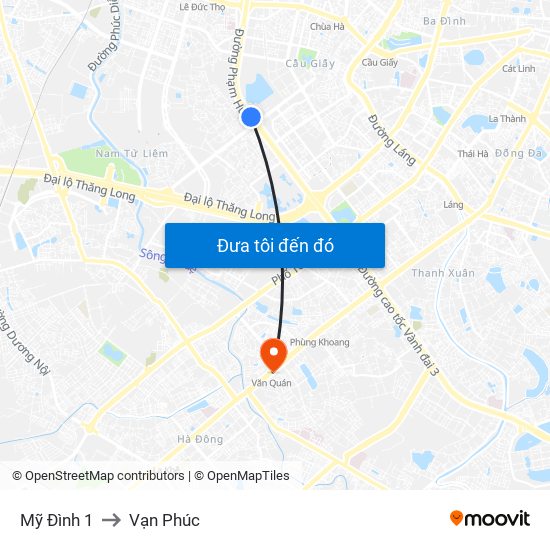 Mỹ Đình 1 to Vạn Phúc map