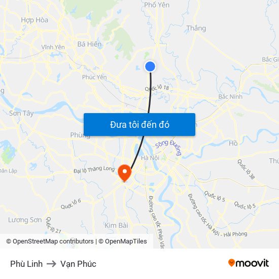 Phù Linh to Vạn Phúc map