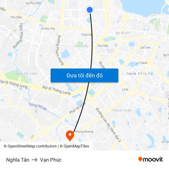 Nghĩa Tân to Vạn Phúc map