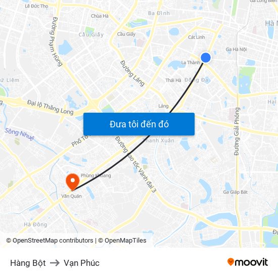 Hàng Bột to Vạn Phúc map