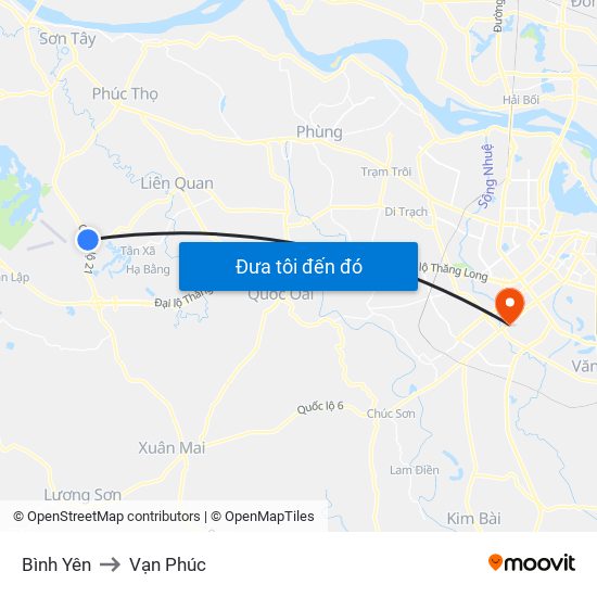 Bình Yên to Vạn Phúc map