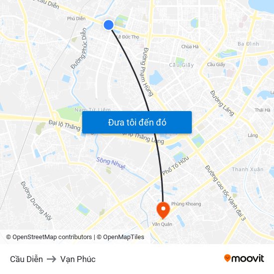 Cầu Diễn to Vạn Phúc map