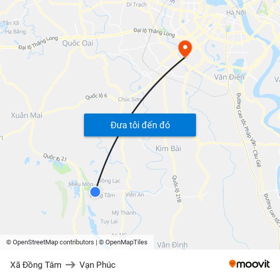 Xã Đồng Tâm to Vạn Phúc map