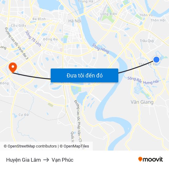 Huyện Gia Lâm to Vạn Phúc map