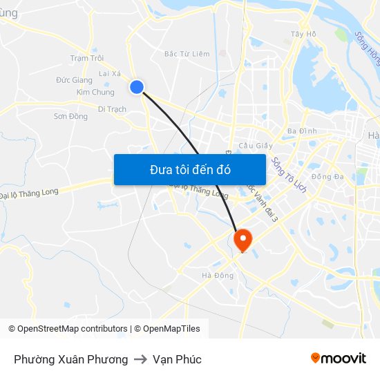 Phường Xuân Phương to Vạn Phúc map