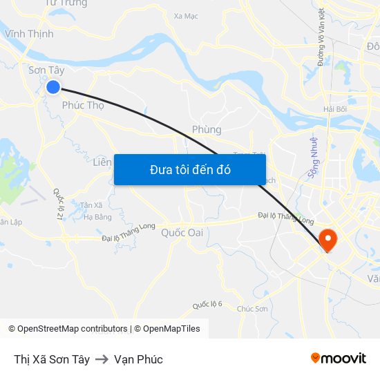 Thị Xã Sơn Tây to Vạn Phúc map