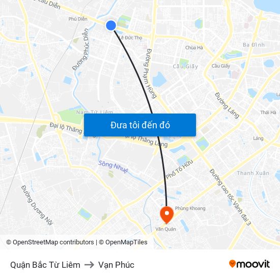 Quận Bắc Từ Liêm to Vạn Phúc map