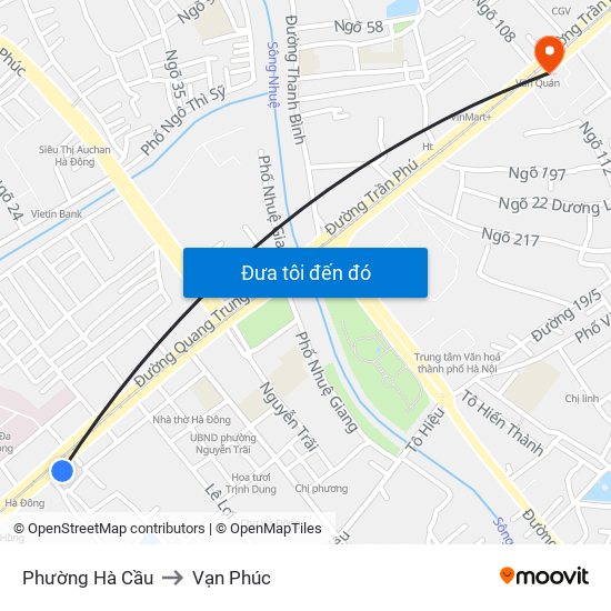 Phường Hà Cầu to Vạn Phúc map