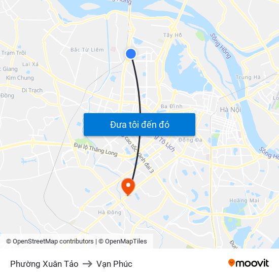 Phường Xuân Tảo to Vạn Phúc map