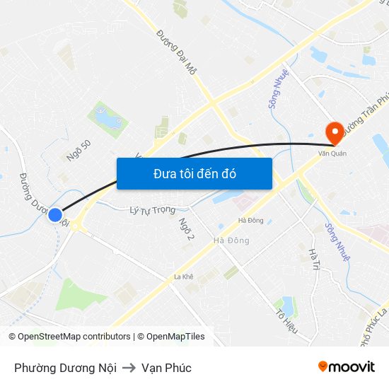 Phường Dương Nội to Vạn Phúc map