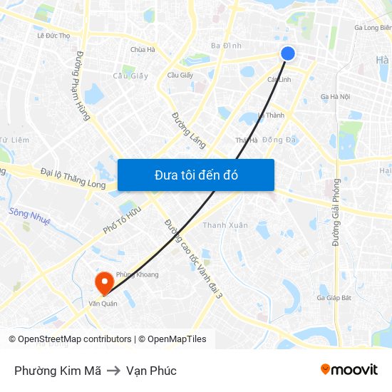 Phường Kim Mã to Vạn Phúc map