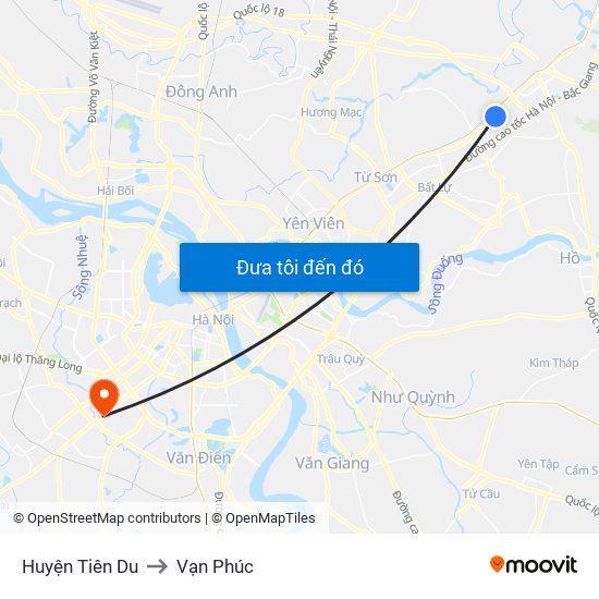 Huyện Tiên Du to Vạn Phúc map