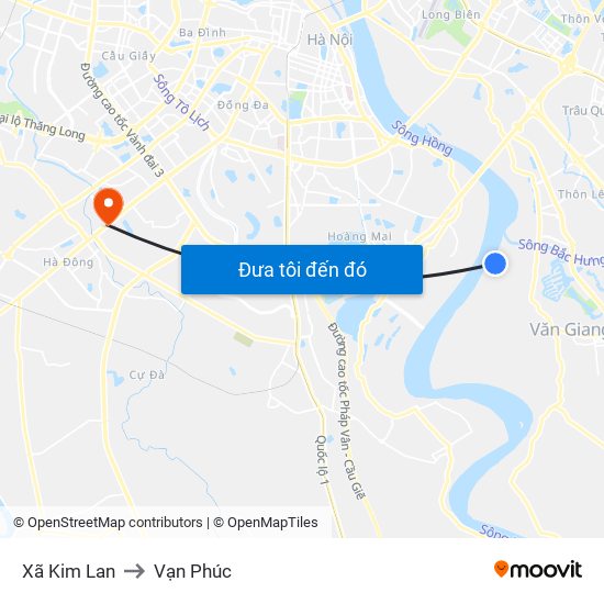 Xã Kim Lan to Vạn Phúc map