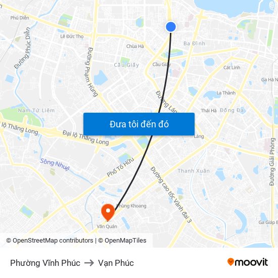 Phường Vĩnh Phúc to Vạn Phúc map