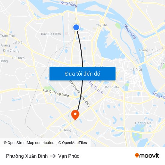 Phường Xuân Đỉnh to Vạn Phúc map