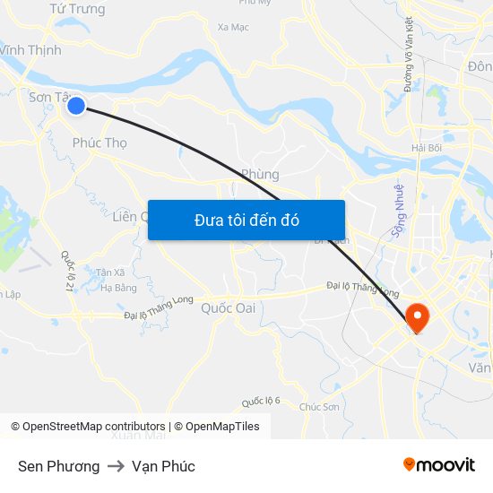 Sen Phương to Vạn Phúc map